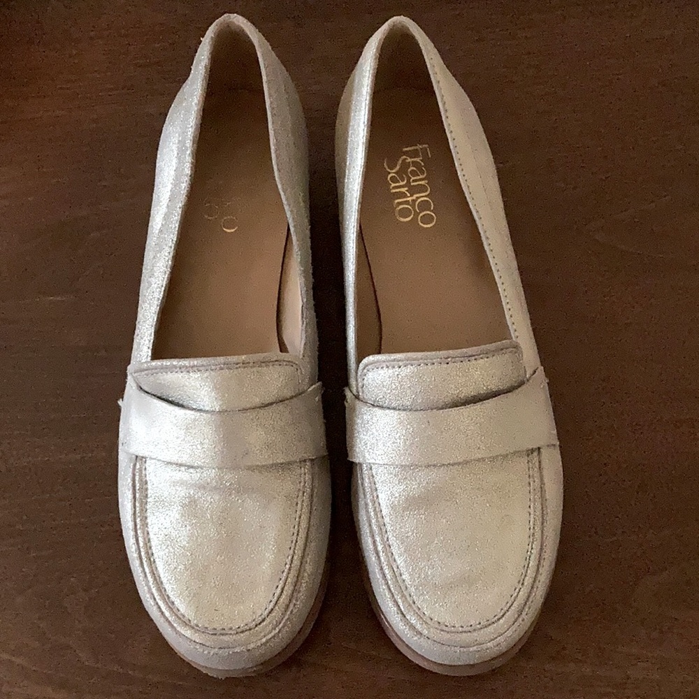 Gold shimmery loafers